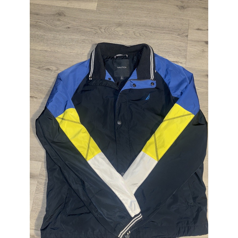 Nautica Colorblock Sailing Jacket Men's Size m Blue Yellow Windbreaker